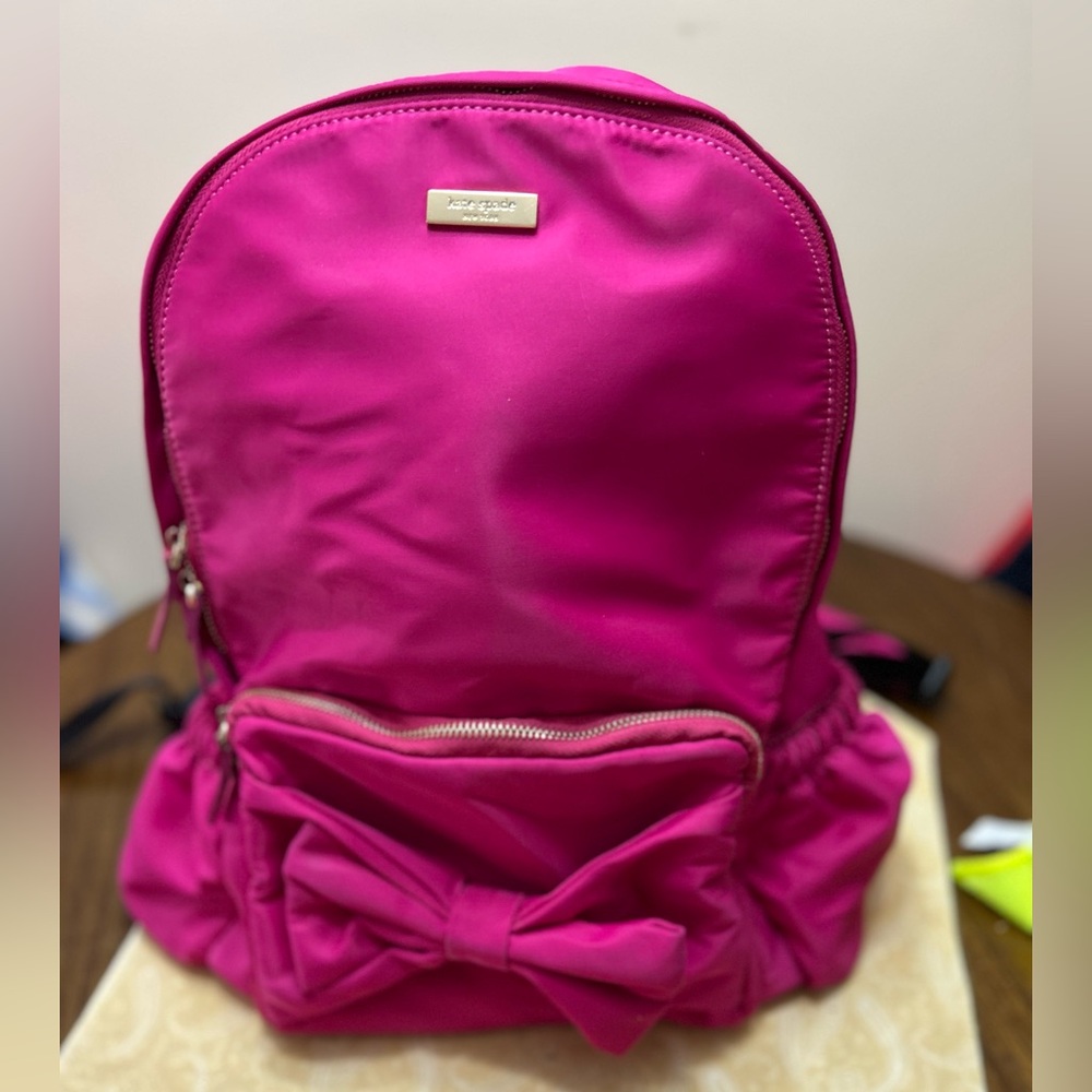 kate spade hot pink nylon backpack with front bow❤️